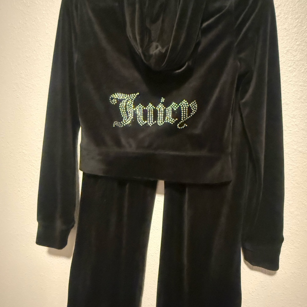 Juicy Couture Black Velour Hoodie and Pants Set